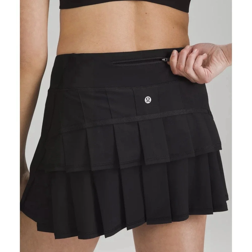 Lululemon Throwback Pace-Setter Mid-Rise Skirt In Black Size 6 Skort Tennis